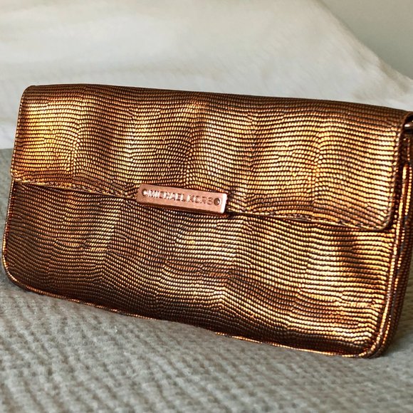 Michael Kors Iridescent Coral Orange Clutch w/Chain - Picture 7 of 7